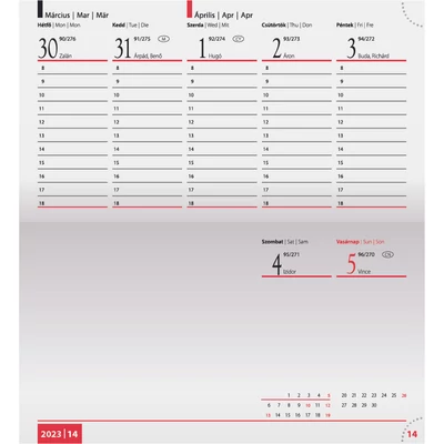 2025-ös * STANDARD heti fekvő zsebnaptár
