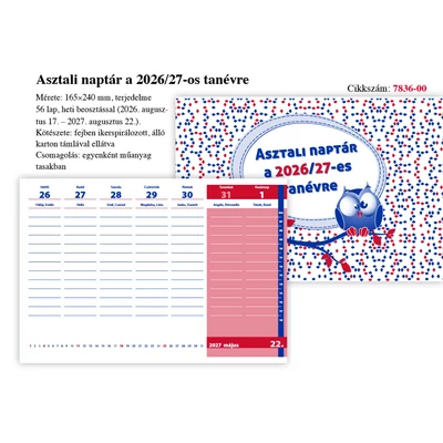 tanári asztali naptár, pedagógus asztali naptár